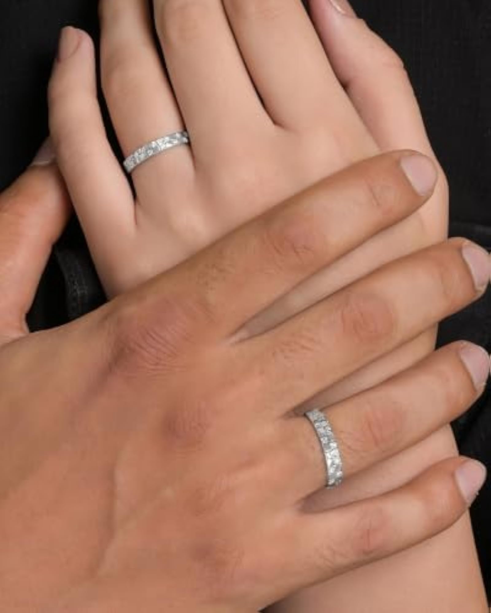 925 Sterling Silver Adjustable Chessboard Couple Ring